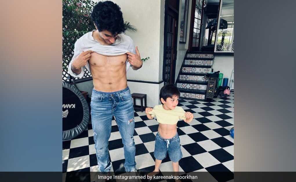 छोटे तैमूर और बहुत लंबे इब्राहिम करीना कपूर द्वारा पोस्ट की गई मनमोहक तस्वीर में अपने एब्स को फ्लेक्स करते हैं